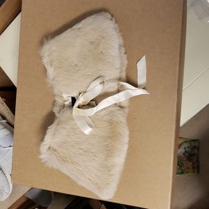 Theory Rabbit Fur Collar Ties at Neckline Satin Lining
